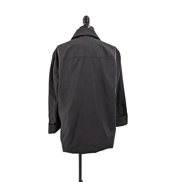 Faconnable Women Black Button-Up Long Sleeve Water Resistant Jacket Size Large - Picture 10 of 13